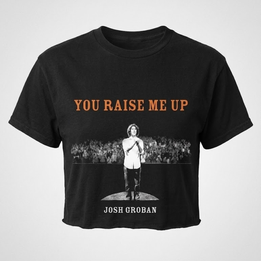 Josh Groban Black Graphic Crop Top